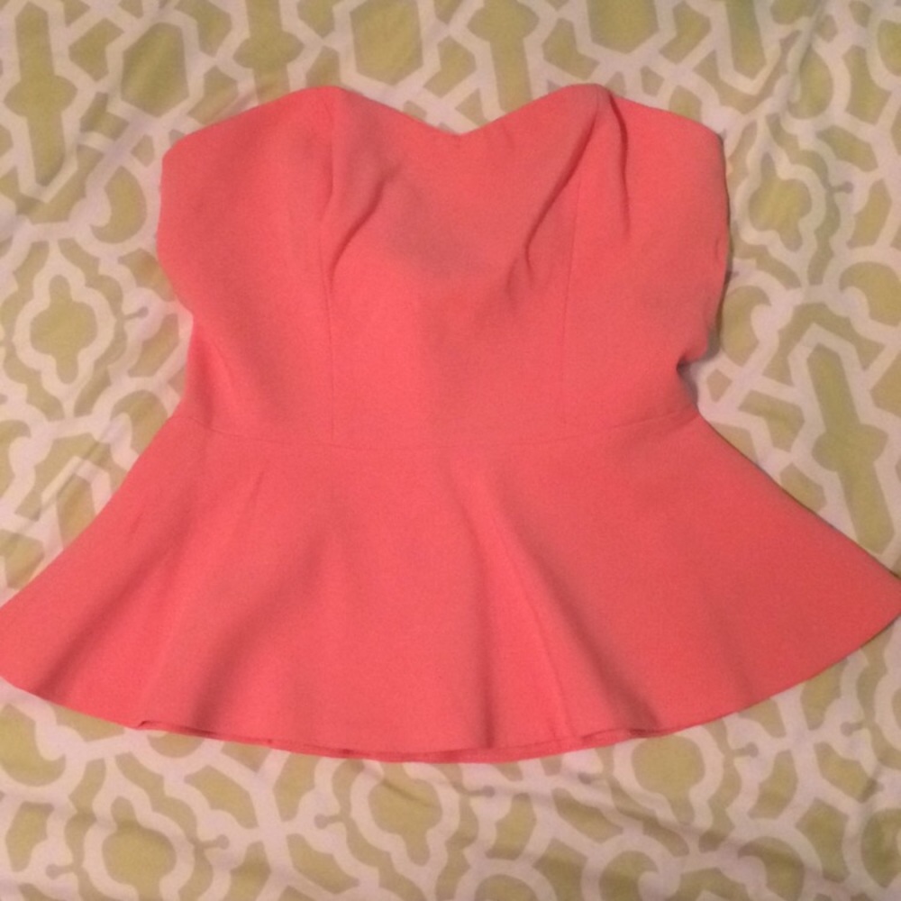 COPY - Coral Strapless Peplum Top